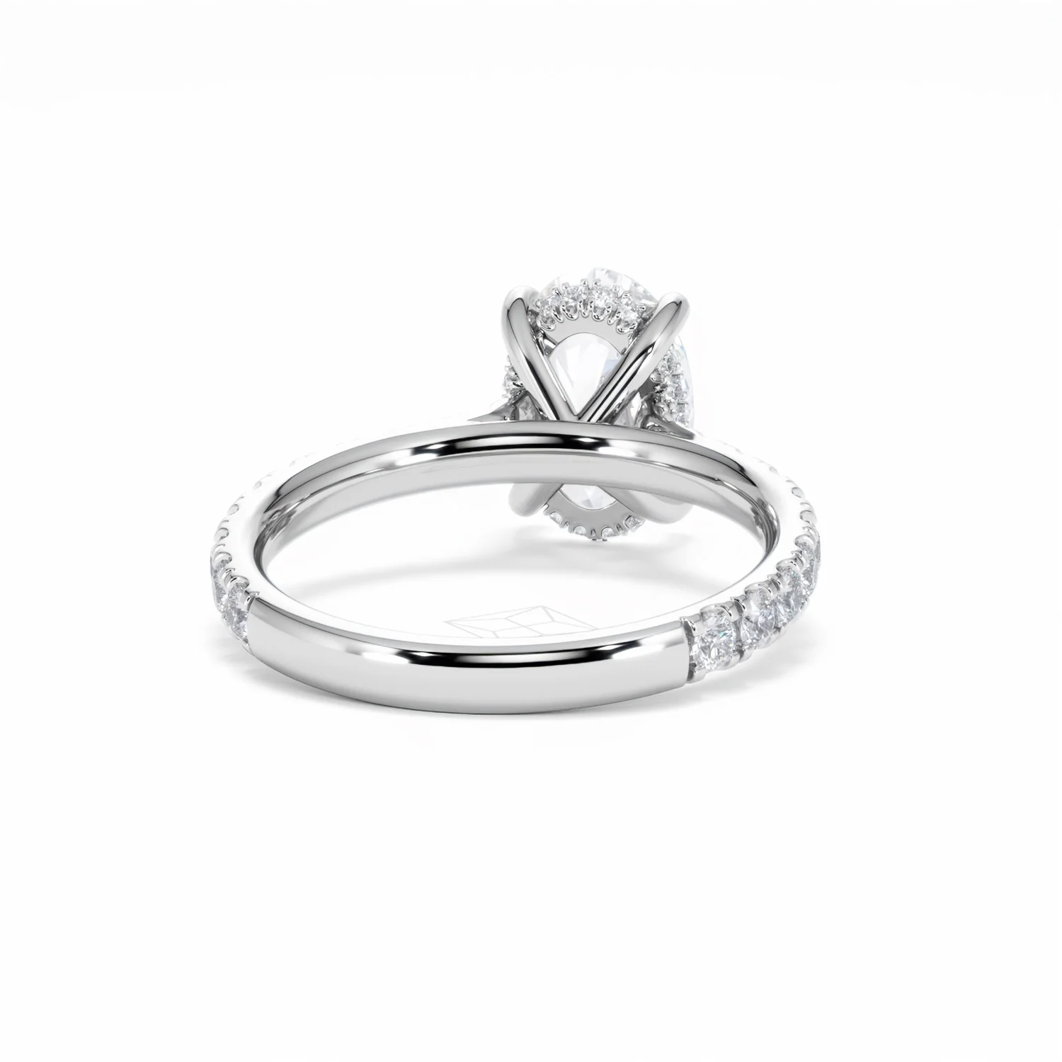 Amora Oval 2.00ct Hidden Halo Lab Diamond Engagement Ring With Side Stones Set in 18K White Gold - Image 45