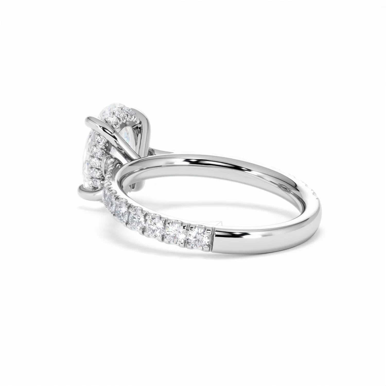 Amora Oval 2.00ct Hidden Halo Lab Diamond Engagement Ring With Side Stones Set in 18K White Gold - Image 58