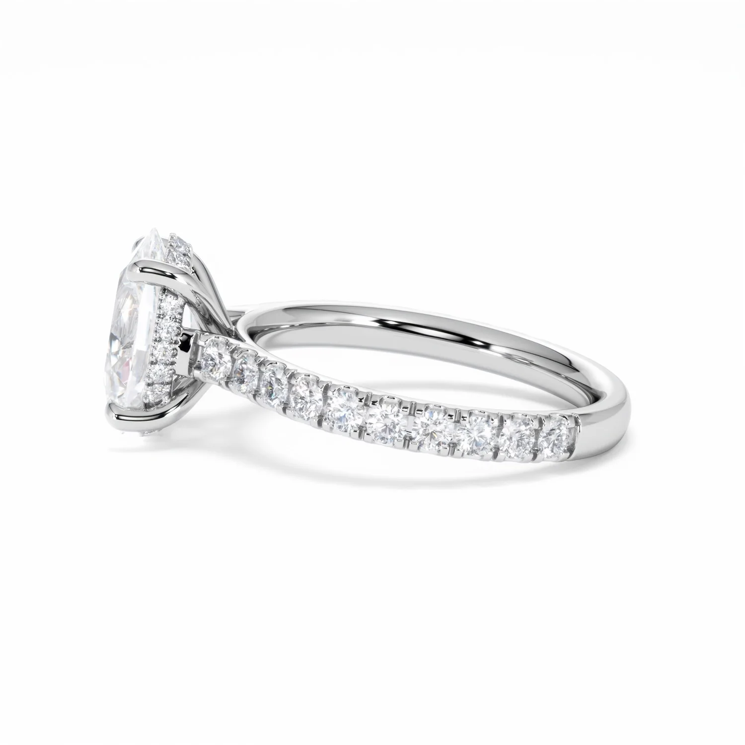Amora Oval 2.00ct Hidden Halo Lab Diamond Engagement Ring With Side Stones Set in 18K White Gold - Image 68