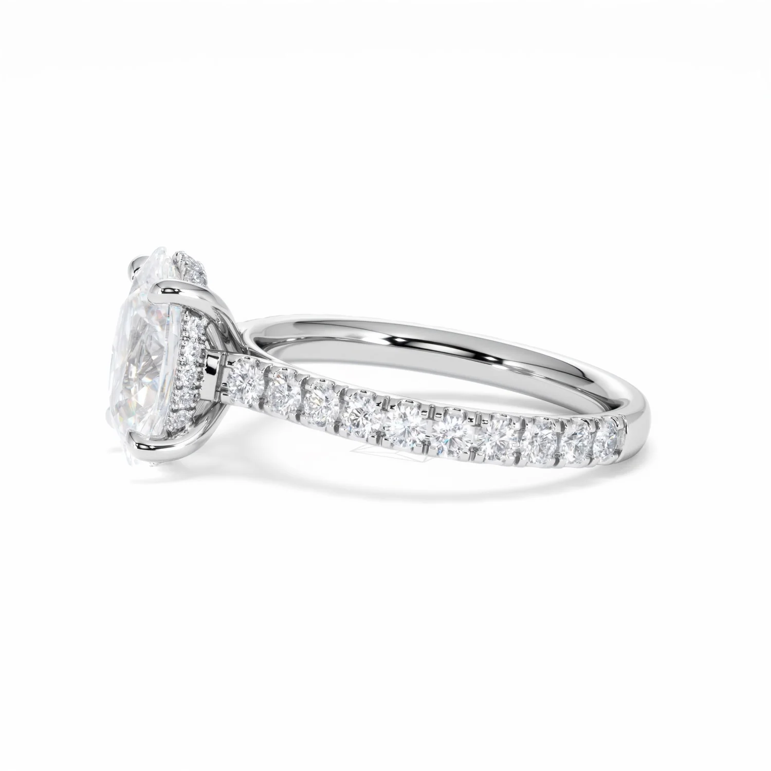 Amora Oval 2.00ct Hidden Halo Lab Diamond Engagement Ring With Side Stones Set in 18K White Gold - Image 71