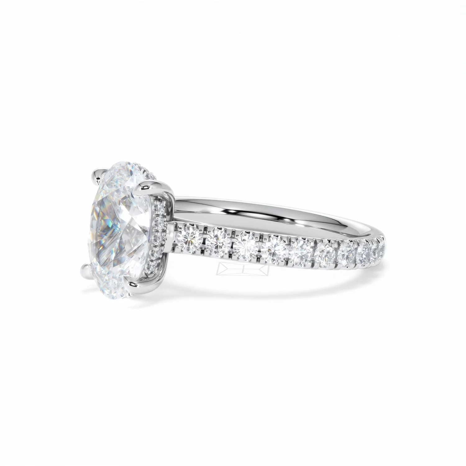 Amora Oval 2.00ct Hidden Halo Lab Diamond Engagement Ring With Side Stones Set in 18K White Gold - Image 77