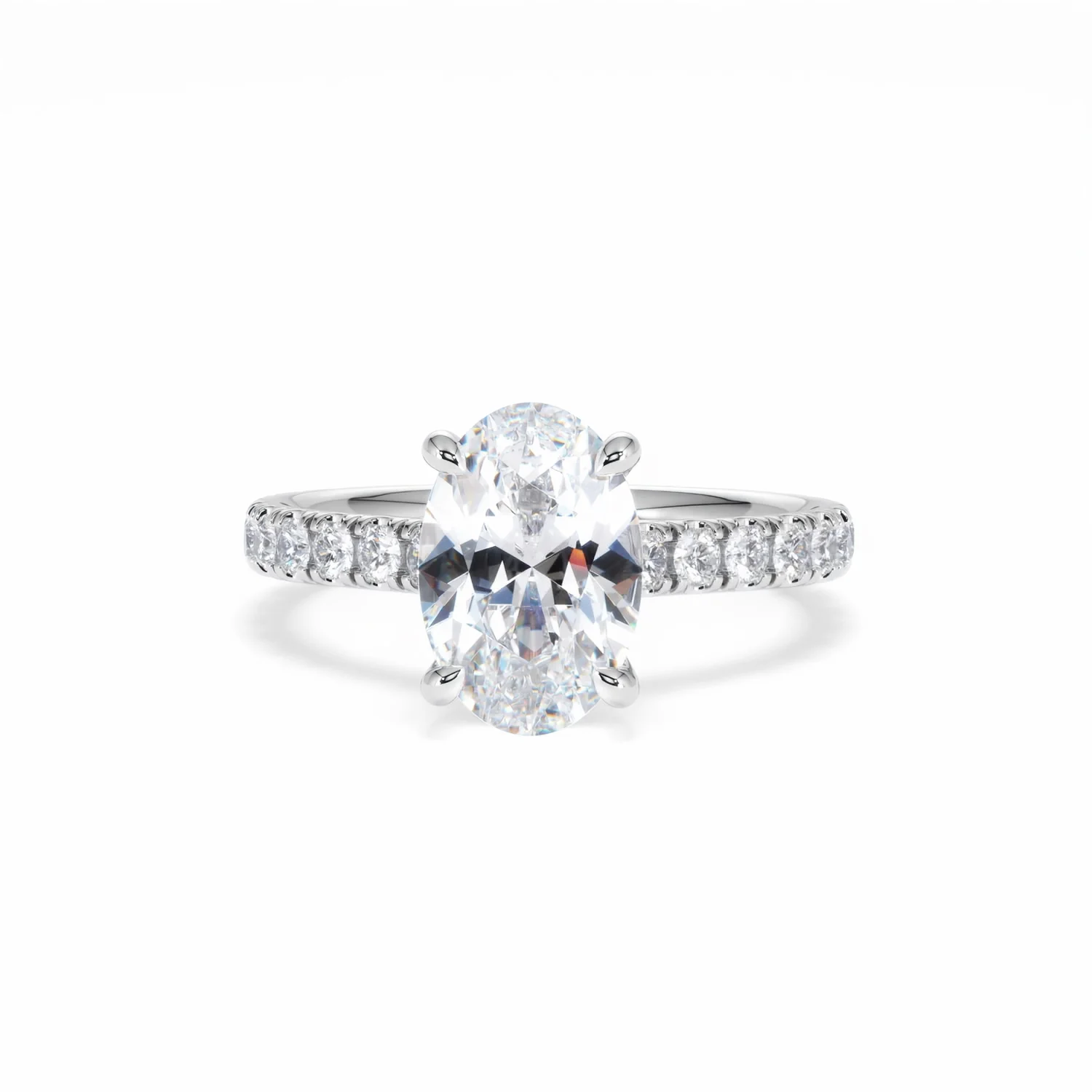 Amora Oval 2.00ct Hidden Halo Lab Diamond Engagement Ring With Side Stones Set in 18K White Gold - Image 87