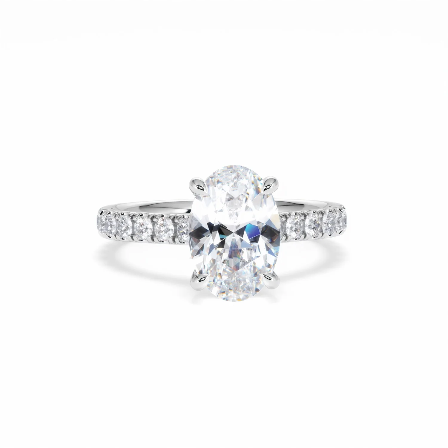 Amora Oval 2.00ct Hidden Halo Lab Diamond Engagement Ring With Side Stones Set in Platinum - Image 11