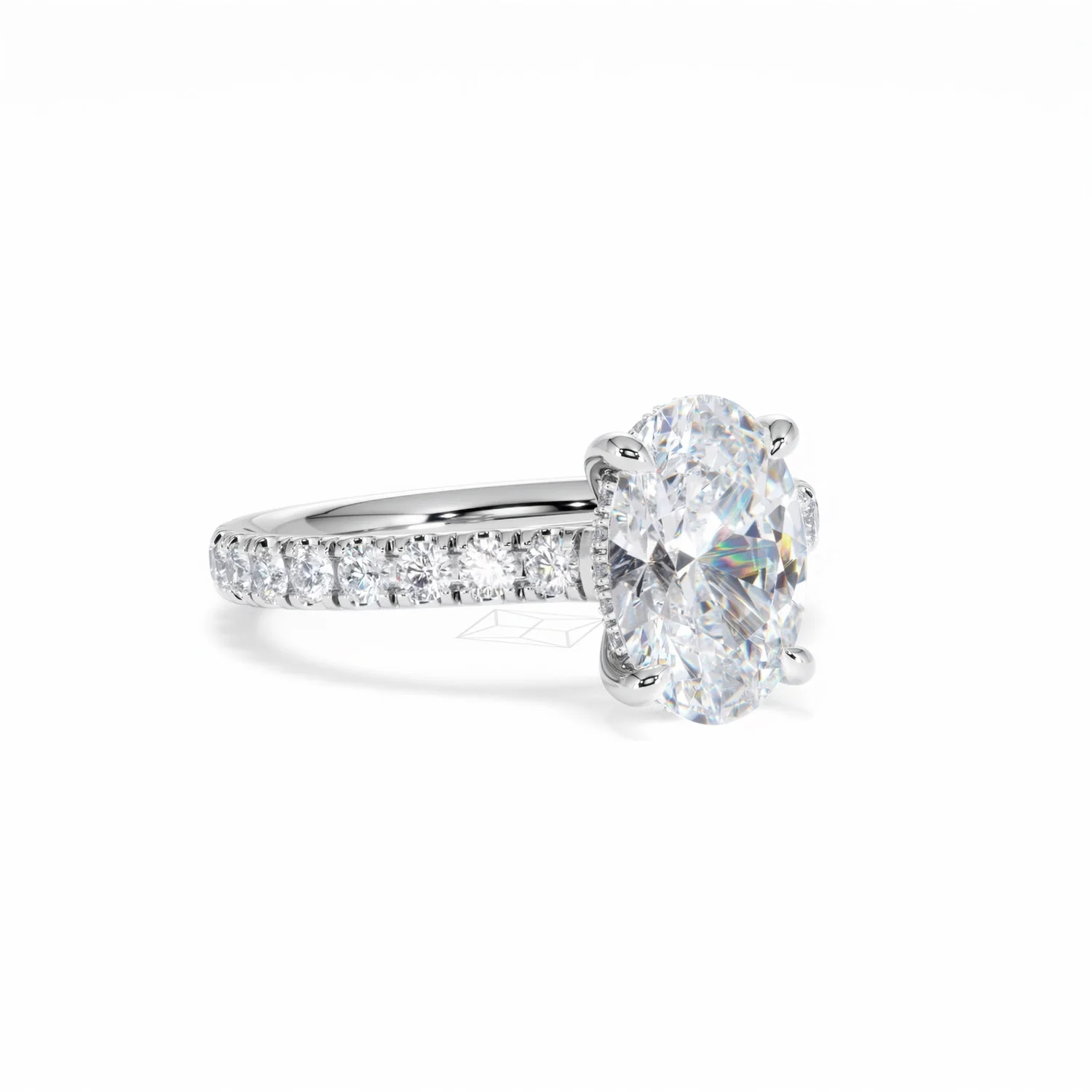 Amora Oval 2.00ct Hidden Halo Lab Diamond Engagement Ring With Side Stones Set in Platinum - Image 16