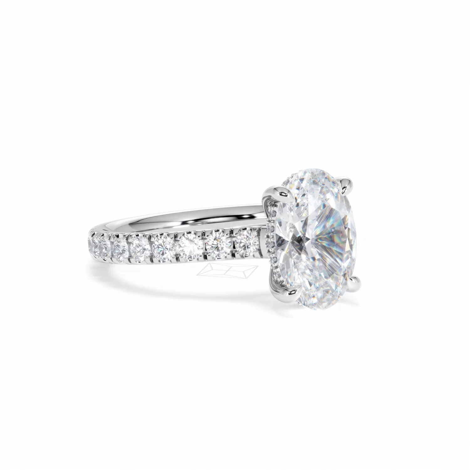 Amora Oval 2.00ct Hidden Halo Lab Diamond Engagement Ring With Side Stones Set in Platinum - Image 17