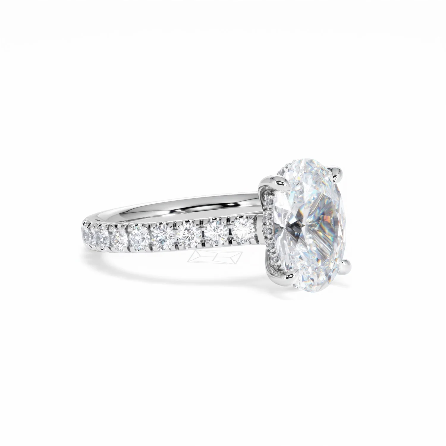 Amora Oval 2.00ct Hidden Halo Lab Diamond Engagement Ring With Side Stones Set in Platinum - Image 18