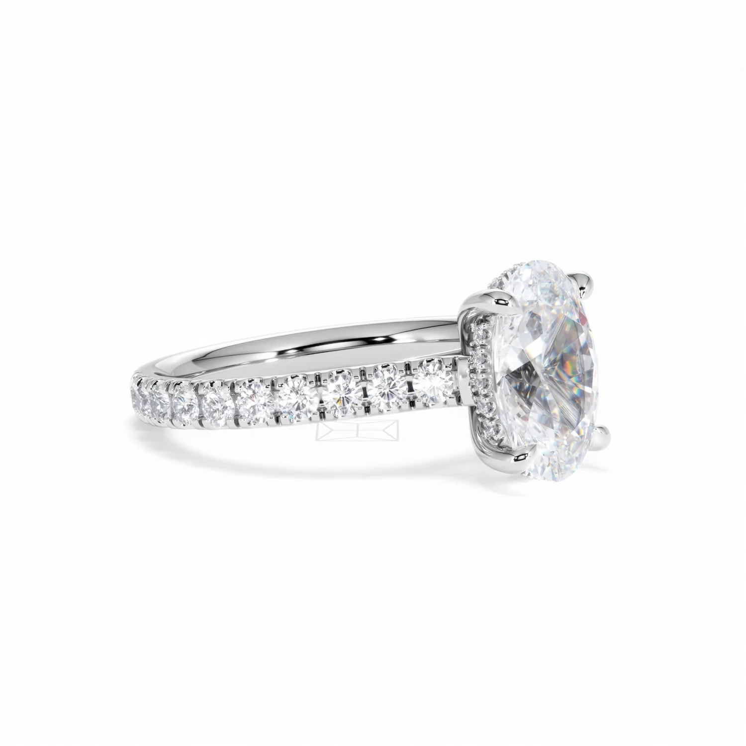 Amora Oval 2.00ct Hidden Halo Lab Diamond Engagement Ring With Side Stones Set in Platinum - Image 20