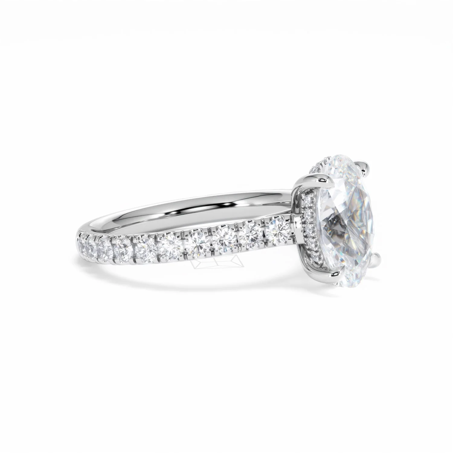 Amora Oval 2.00ct Hidden Halo Lab Diamond Engagement Ring With Side Stones Set in Platinum - Image 22