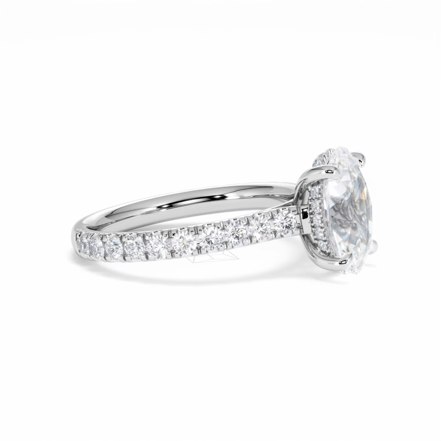 Amora Oval 2.00ct Hidden Halo Lab Diamond Engagement Ring With Side Stones Set in Platinum - Image 24