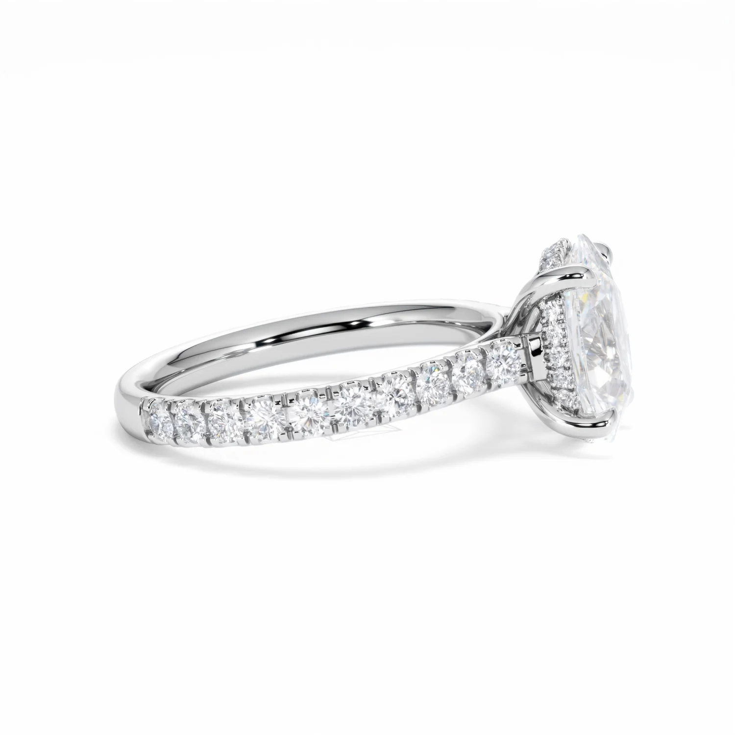 Amora Oval 2.00ct Hidden Halo Lab Diamond Engagement Ring With Side Stones Set in Platinum - Image 27