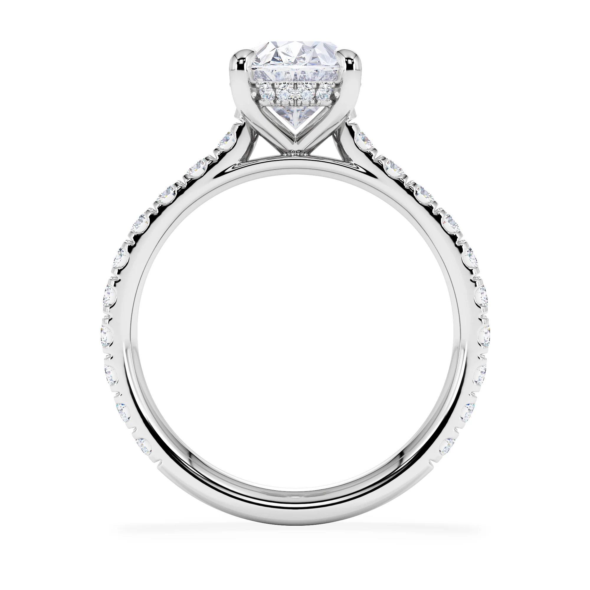 Amora Oval 2.00ct Hidden Halo Lab Diamond Engagement Ring With Side Stones Set in Platinum - Image 3