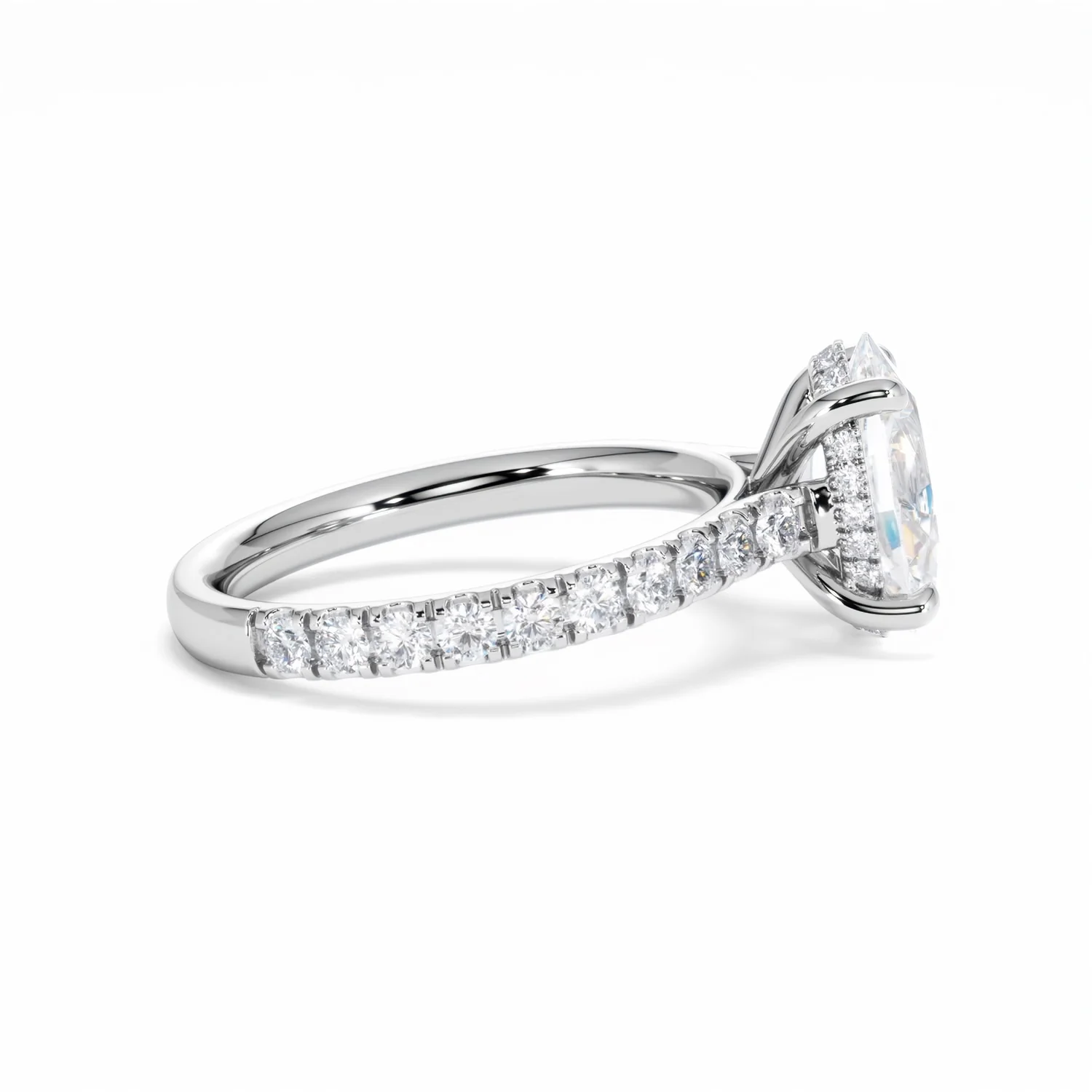 Amora Oval 2.00ct Hidden Halo Lab Diamond Engagement Ring With Side Stones Set in Platinum - Image 30