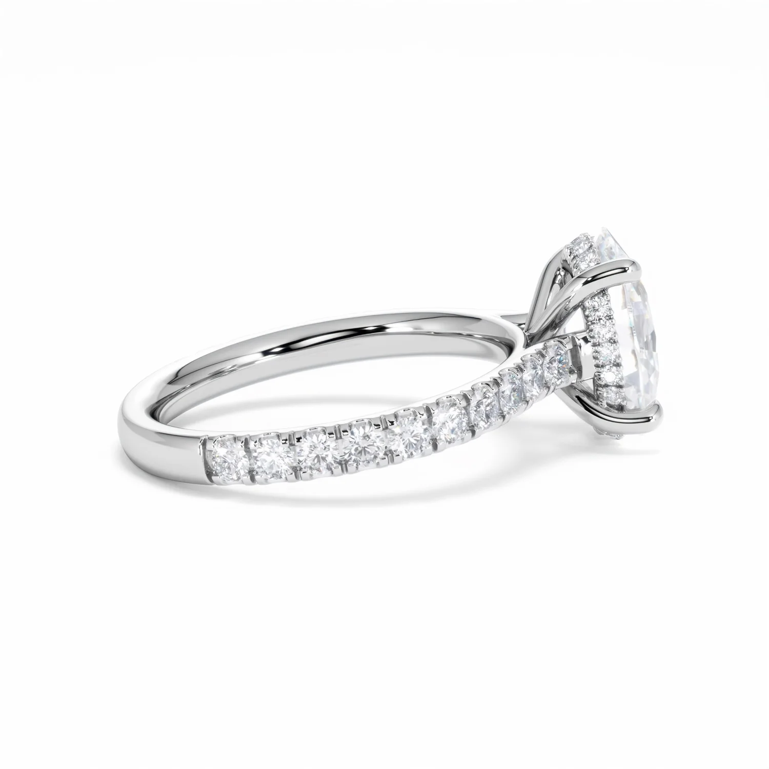 Amora Oval 2.00ct Hidden Halo Lab Diamond Engagement Ring With Side Stones Set in Platinum - Image 32