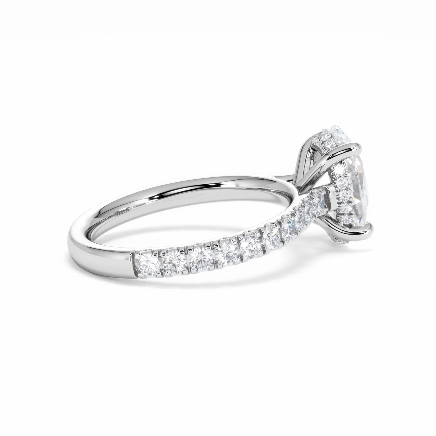 Amora Oval 2.00ct Hidden Halo Lab Diamond Engagement Ring With Side Stones Set in Platinum - Image 34