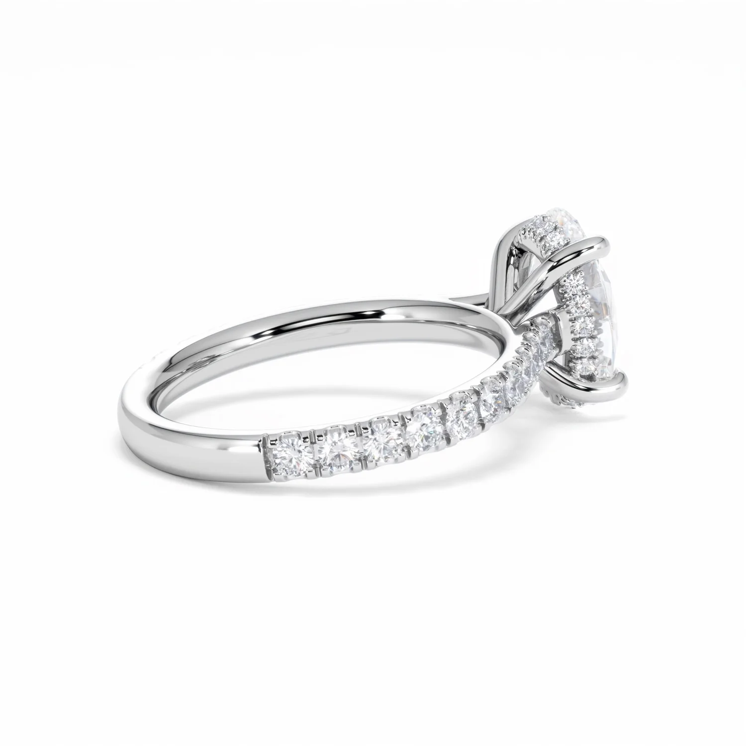 Amora Oval 2.00ct Hidden Halo Lab Diamond Engagement Ring With Side Stones Set in Platinum - Image 36