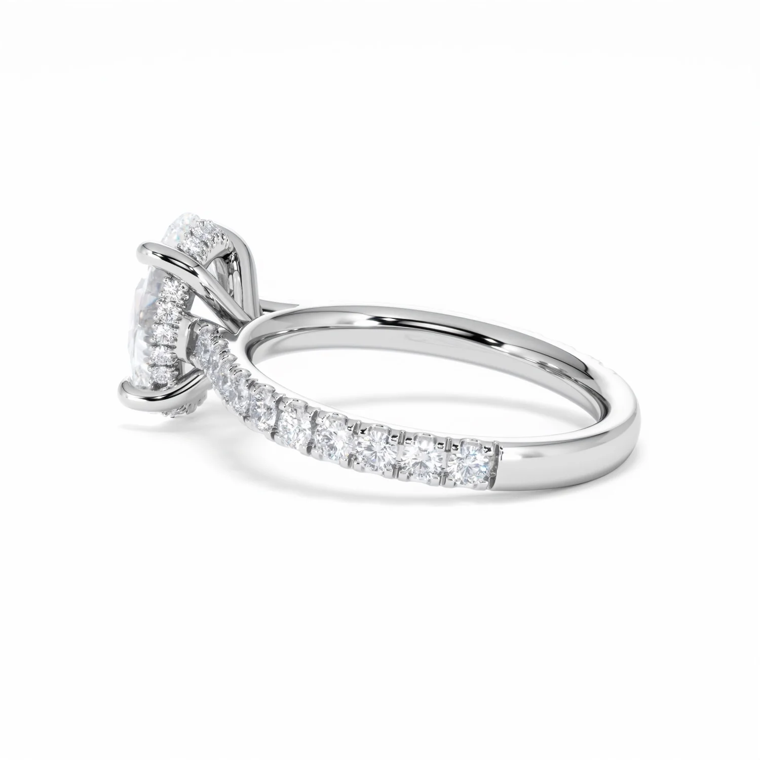 Amora Oval 2.00ct Hidden Halo Lab Diamond Engagement Ring With Side Stones Set in Platinum - Image 64