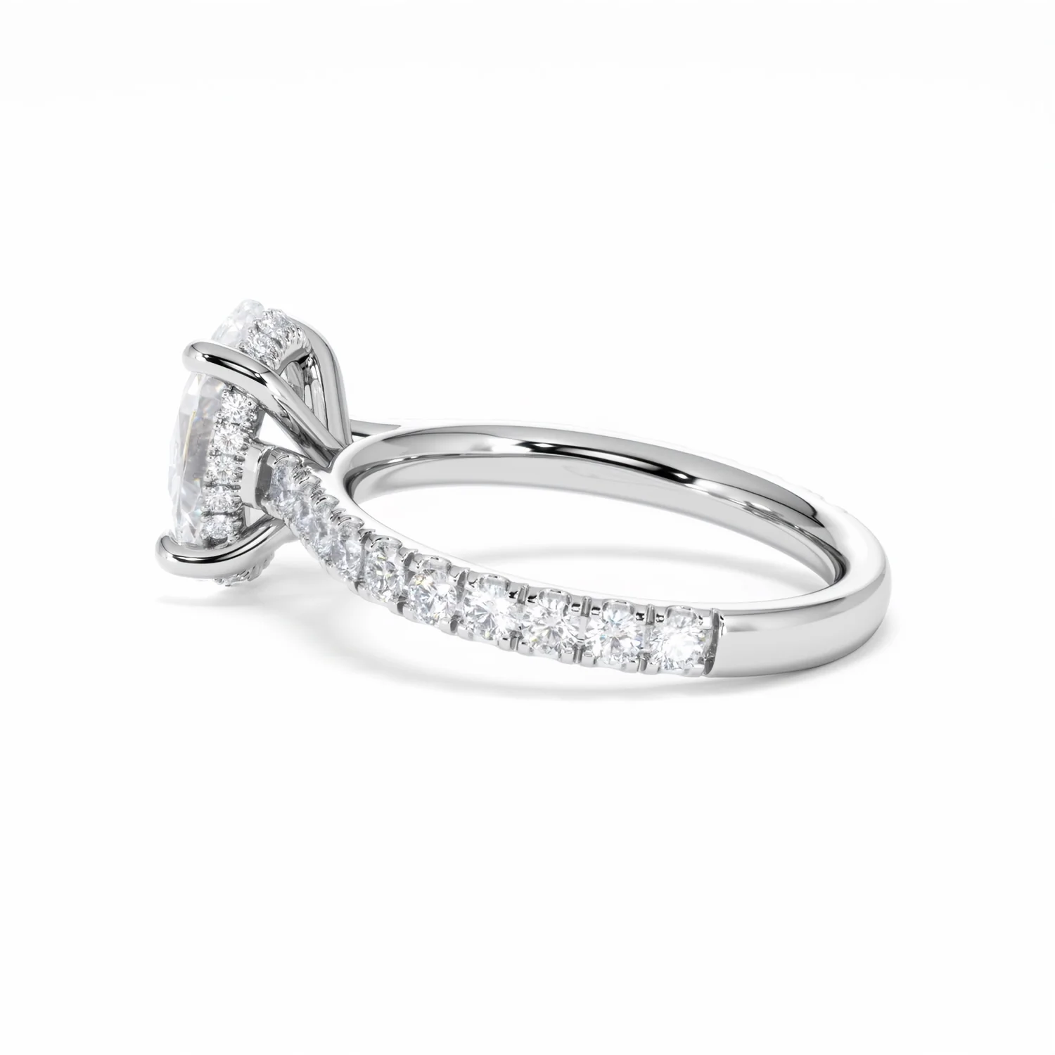 Amora Oval 2.00ct Hidden Halo Lab Diamond Engagement Ring With Side Stones Set in Platinum - Image 65