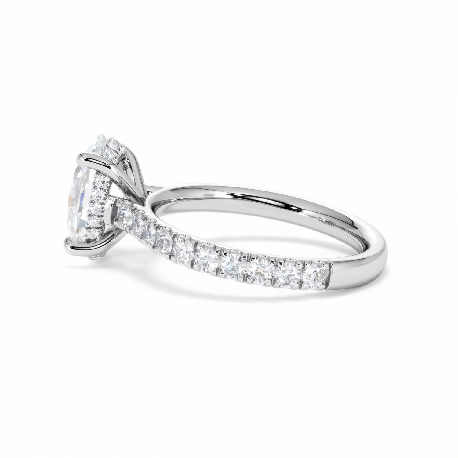 Amora Oval 2.00ct Hidden Halo Lab Diamond Engagement Ring With Side Stones Set in Platinum - Image 67