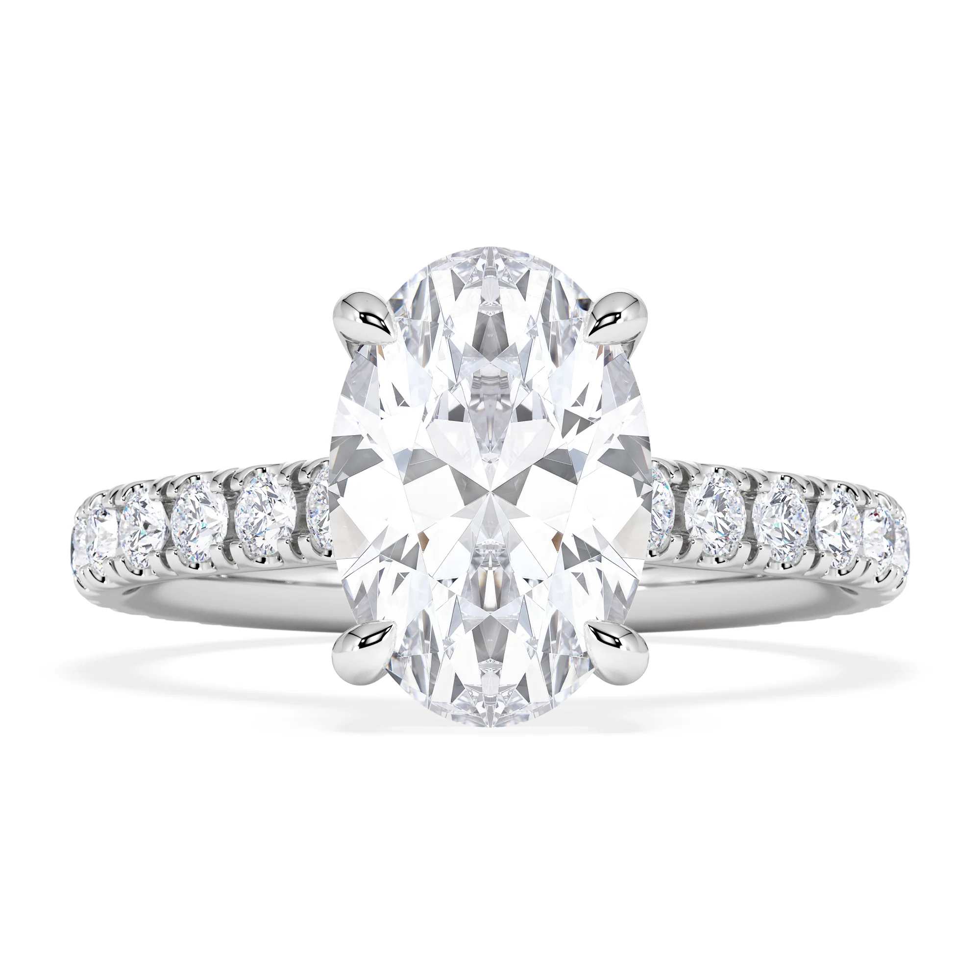 Amora Oval 2.00ct Hidden Halo Lab Diamond Engagement Ring With Side Stones Set in Platinum - Image 7