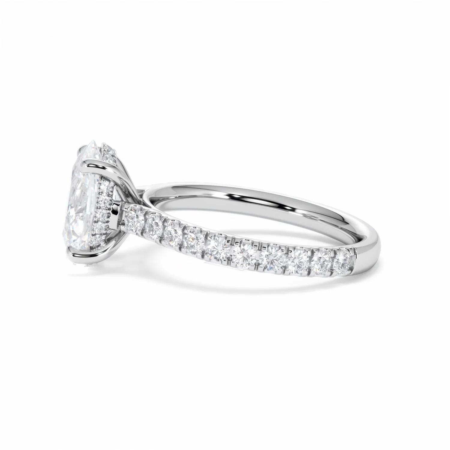Amora Oval 2.00ct Hidden Halo Lab Diamond Engagement Ring With Side Stones Set in Platinum - Image 71