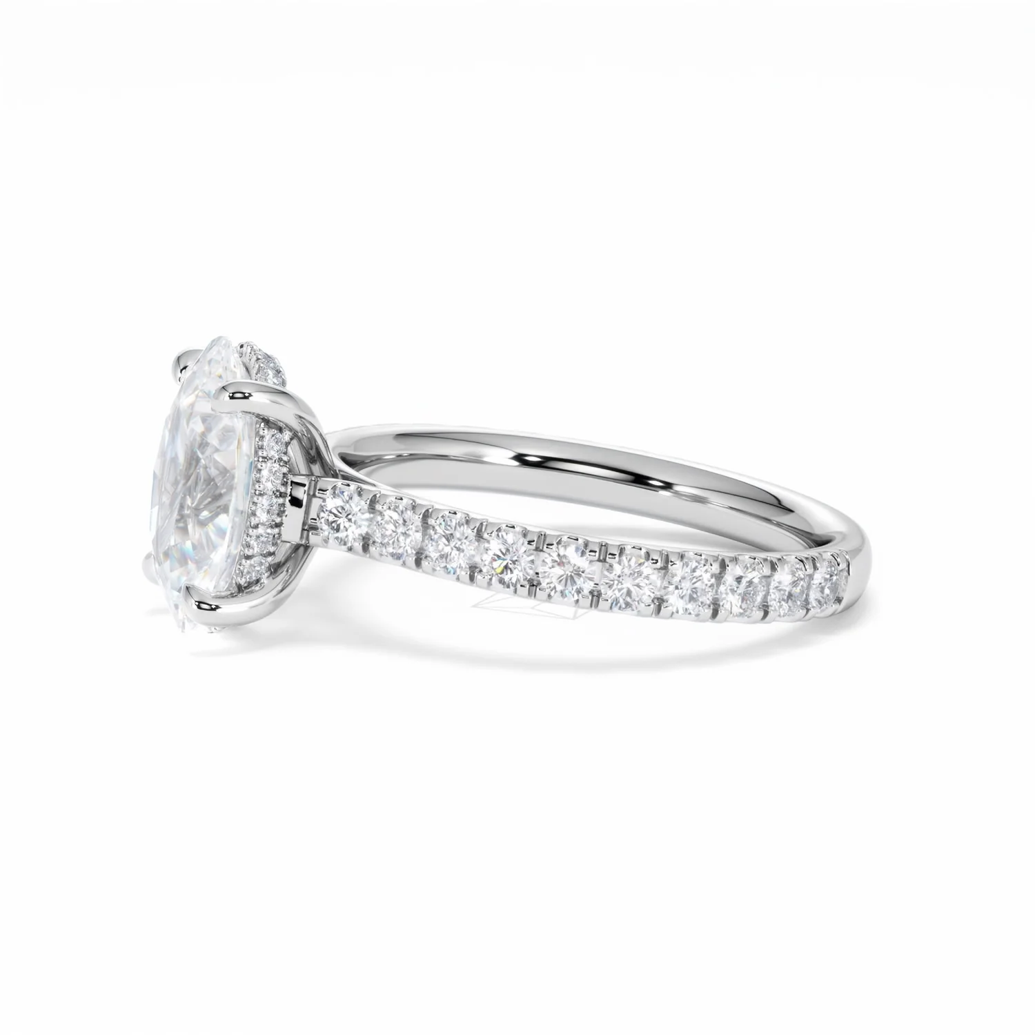 Amora Oval 2.00ct Hidden Halo Lab Diamond Engagement Ring With Side Stones Set in Platinum - Image 74