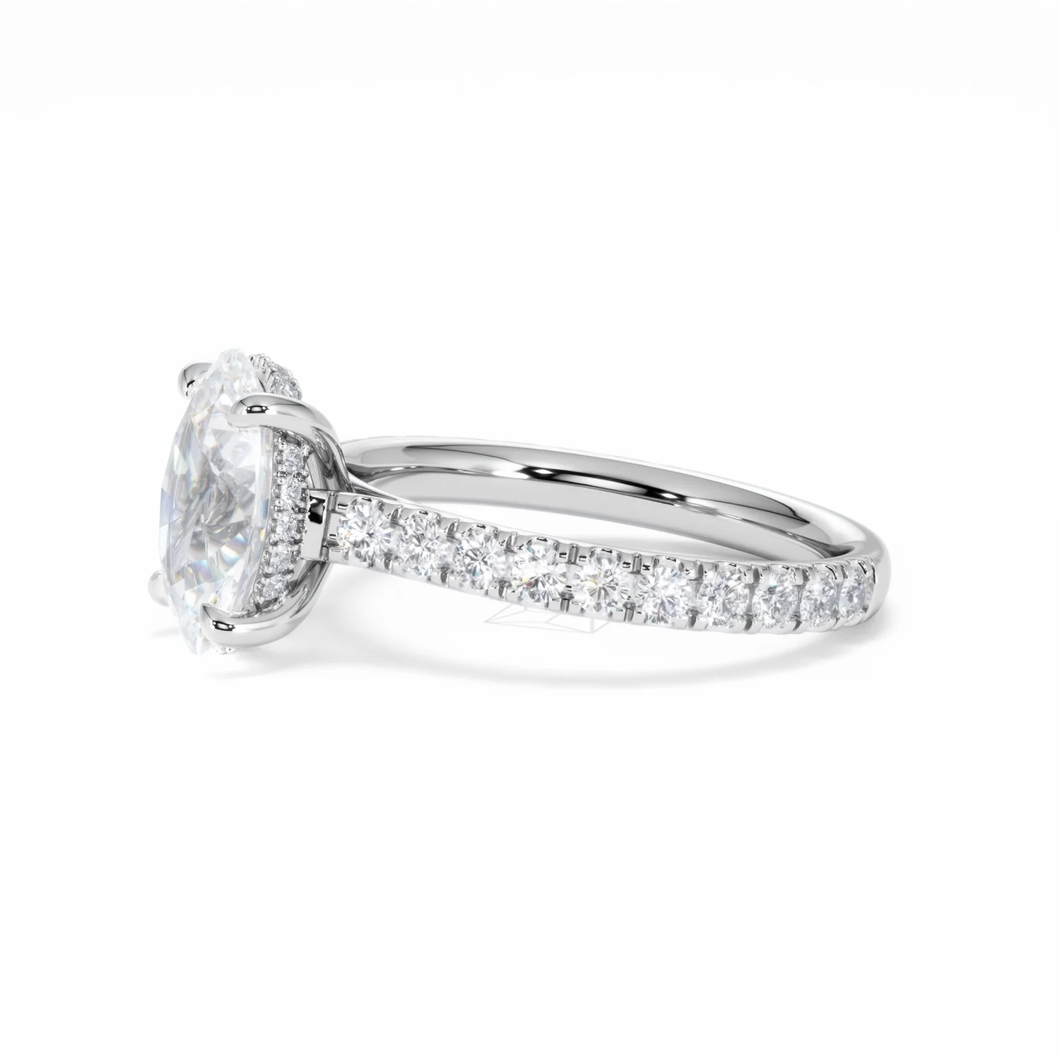 Amora Oval 2.00ct Hidden Halo Lab Diamond Engagement Ring With Side Stones Set in Platinum - Image 75