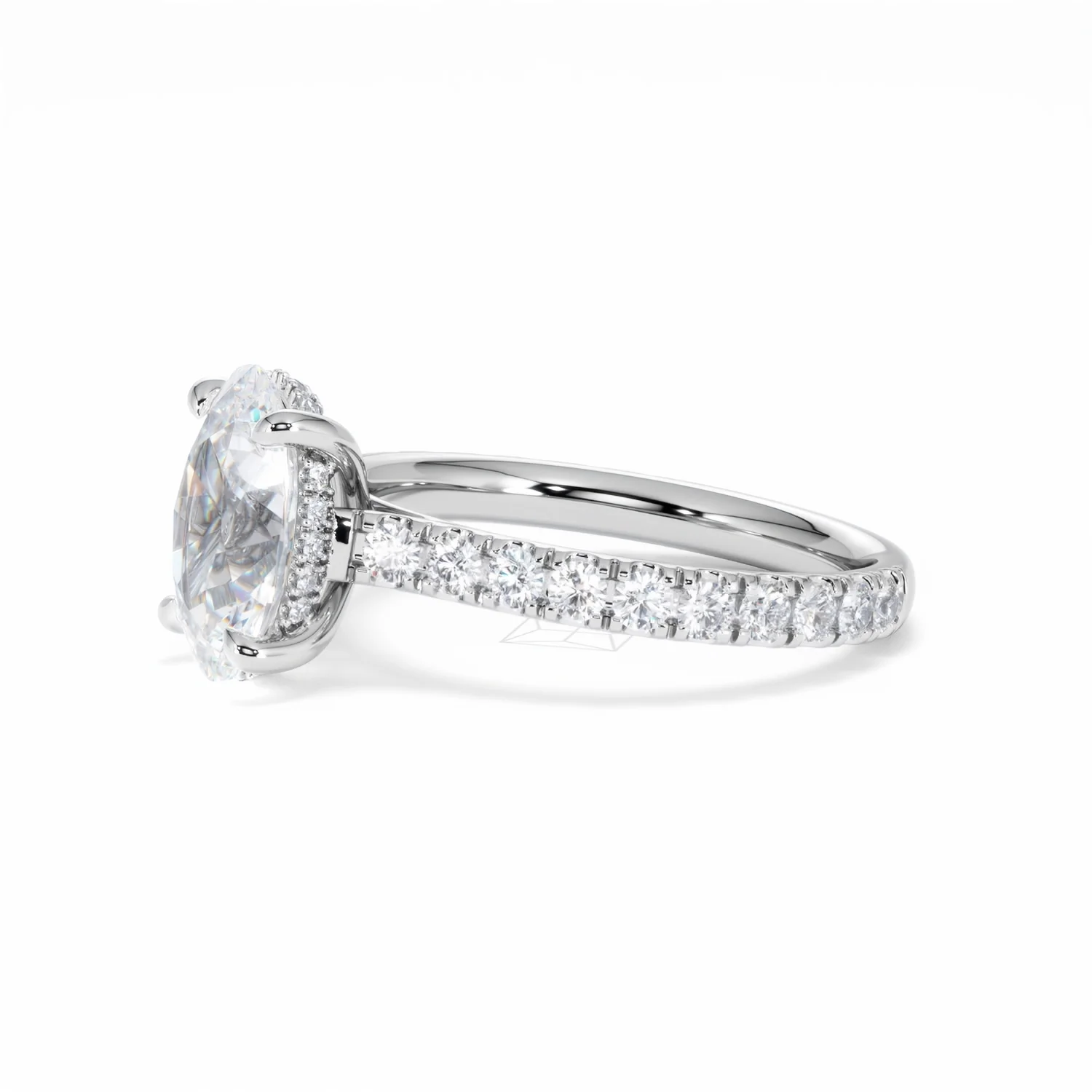 Amora Oval 2.00ct Hidden Halo Lab Diamond Engagement Ring With Side Stones Set in Platinum - Image 76