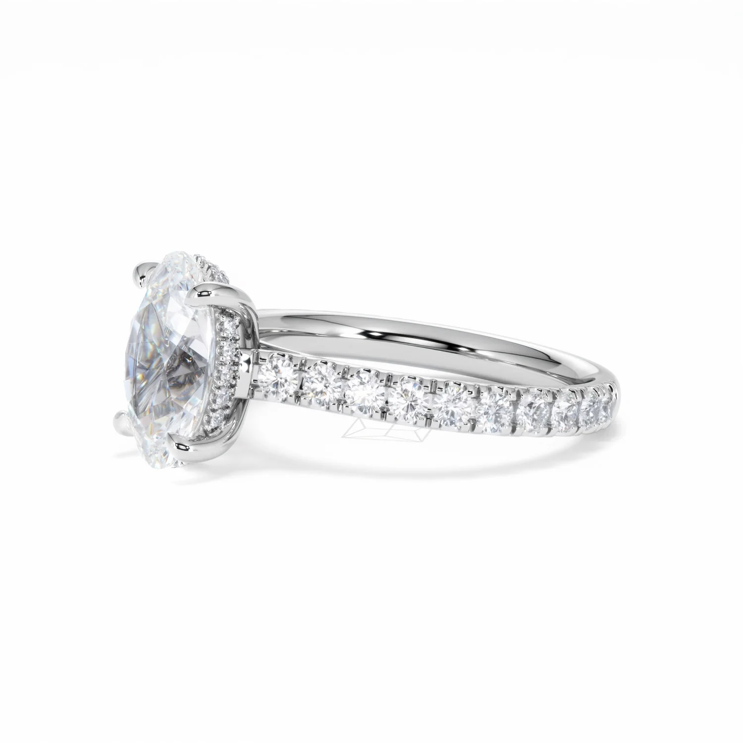 Amora Oval 2.00ct Hidden Halo Lab Diamond Engagement Ring With Side Stones Set in Platinum - Image 77