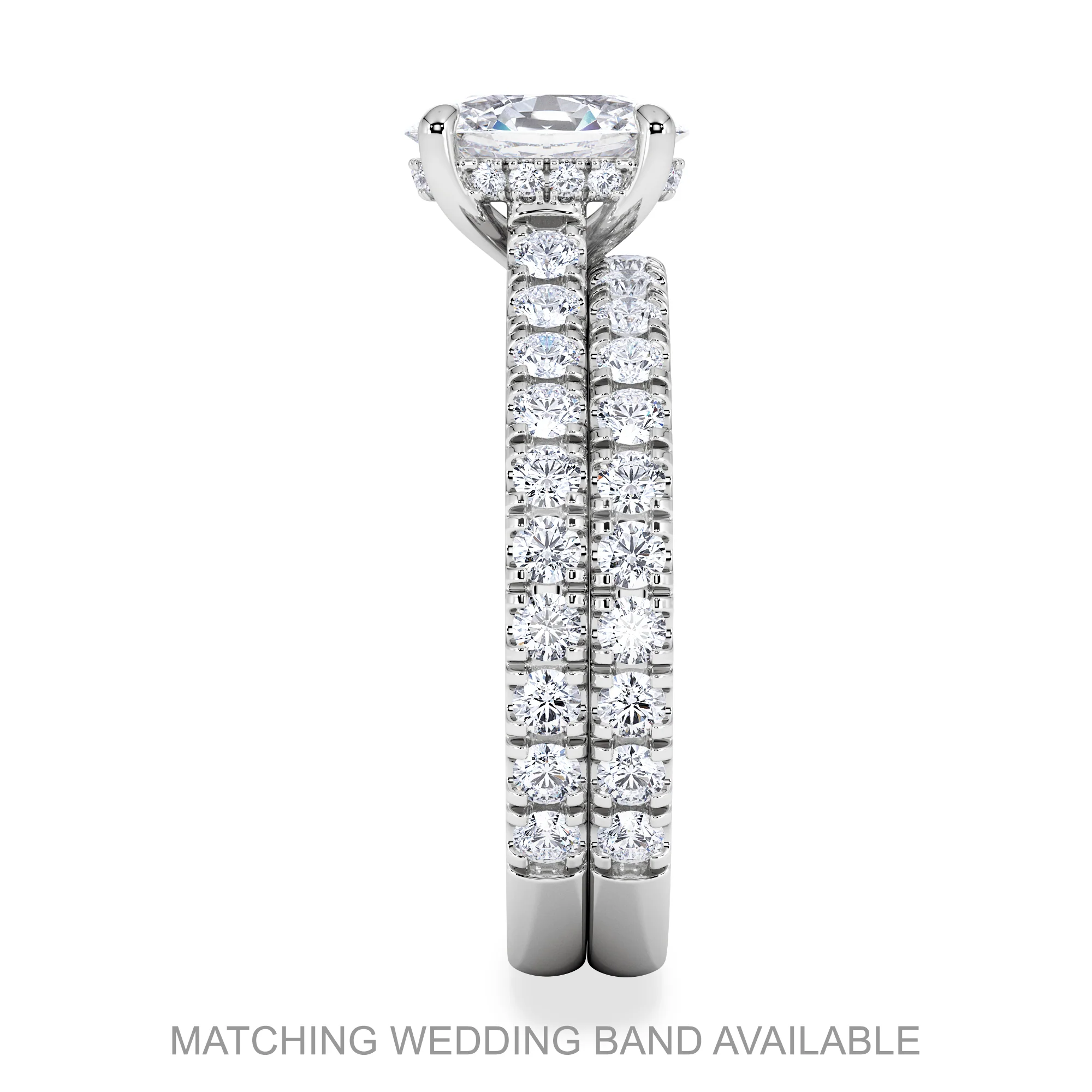 Amora Oval 2.00ct Hidden Halo Lab Diamond Engagement Ring With Side Stones Set in Platinum - Image 8