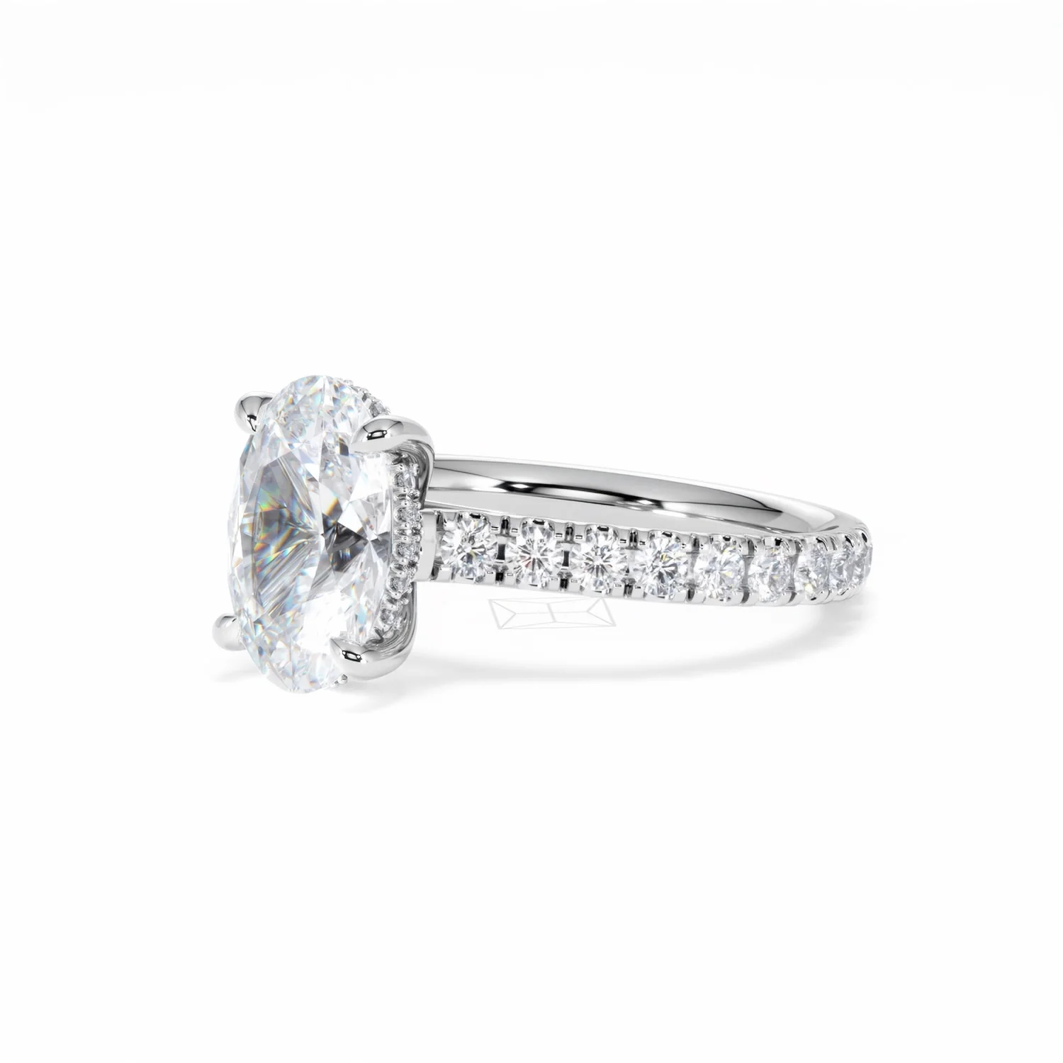 Amora Oval 2.00ct Hidden Halo Lab Diamond Engagement Ring With Side Stones Set in Platinum - Image 81