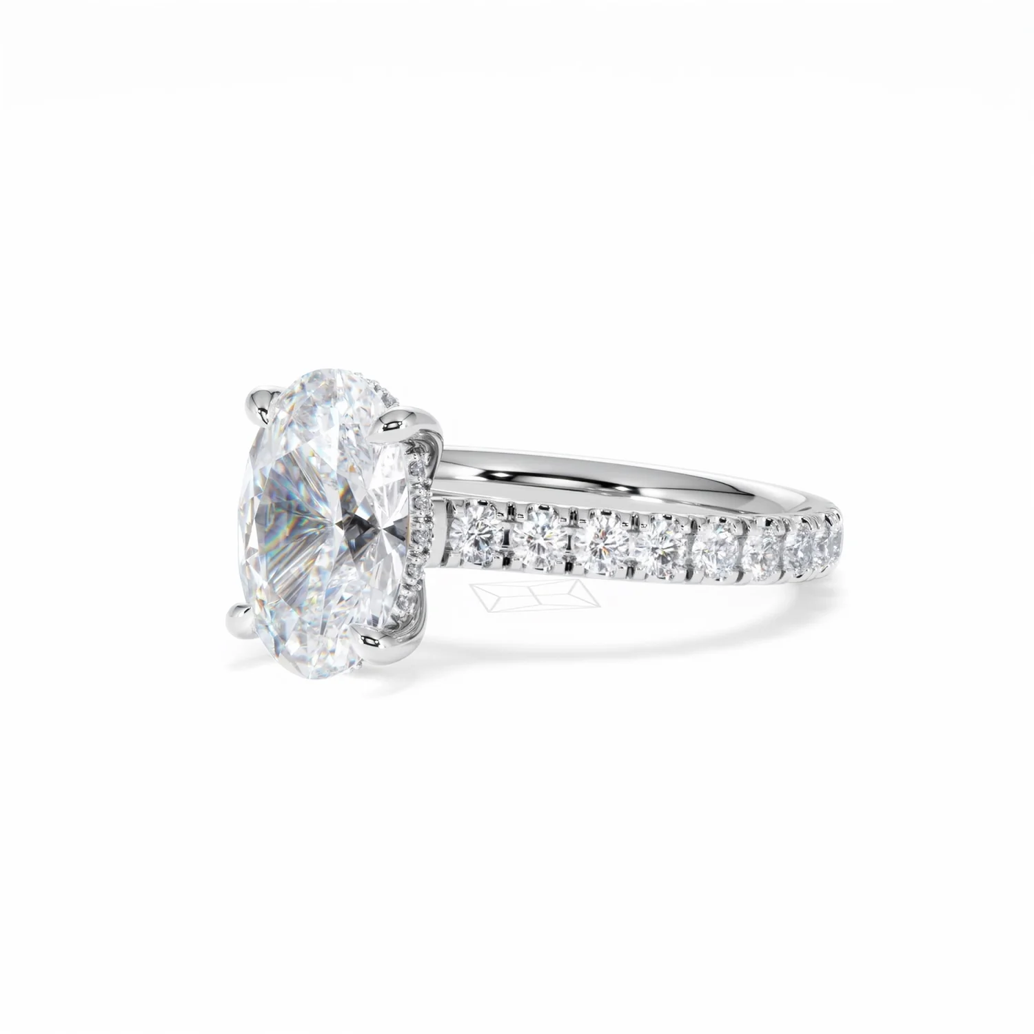 Amora Oval 2.00ct Hidden Halo Lab Diamond Engagement Ring With Side Stones Set in Platinum - Image 82