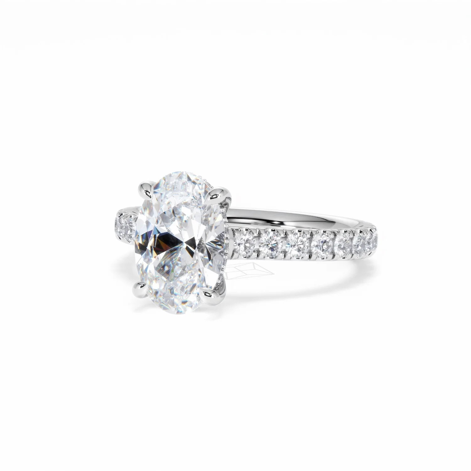 Amora Oval 2.00ct Hidden Halo Lab Diamond Engagement Ring With Side Stones Set in Platinum - Image 85