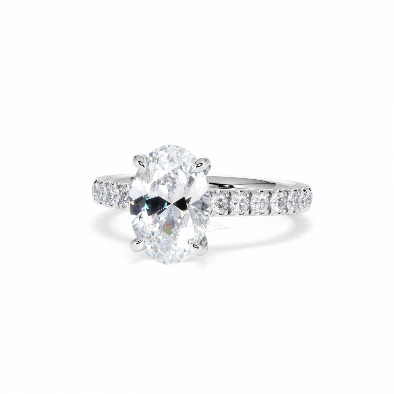 Amora Oval 2.00ct Hidden Halo Lab Diamond Engagement Ring With Side Stones Set in Platinum - Image 87