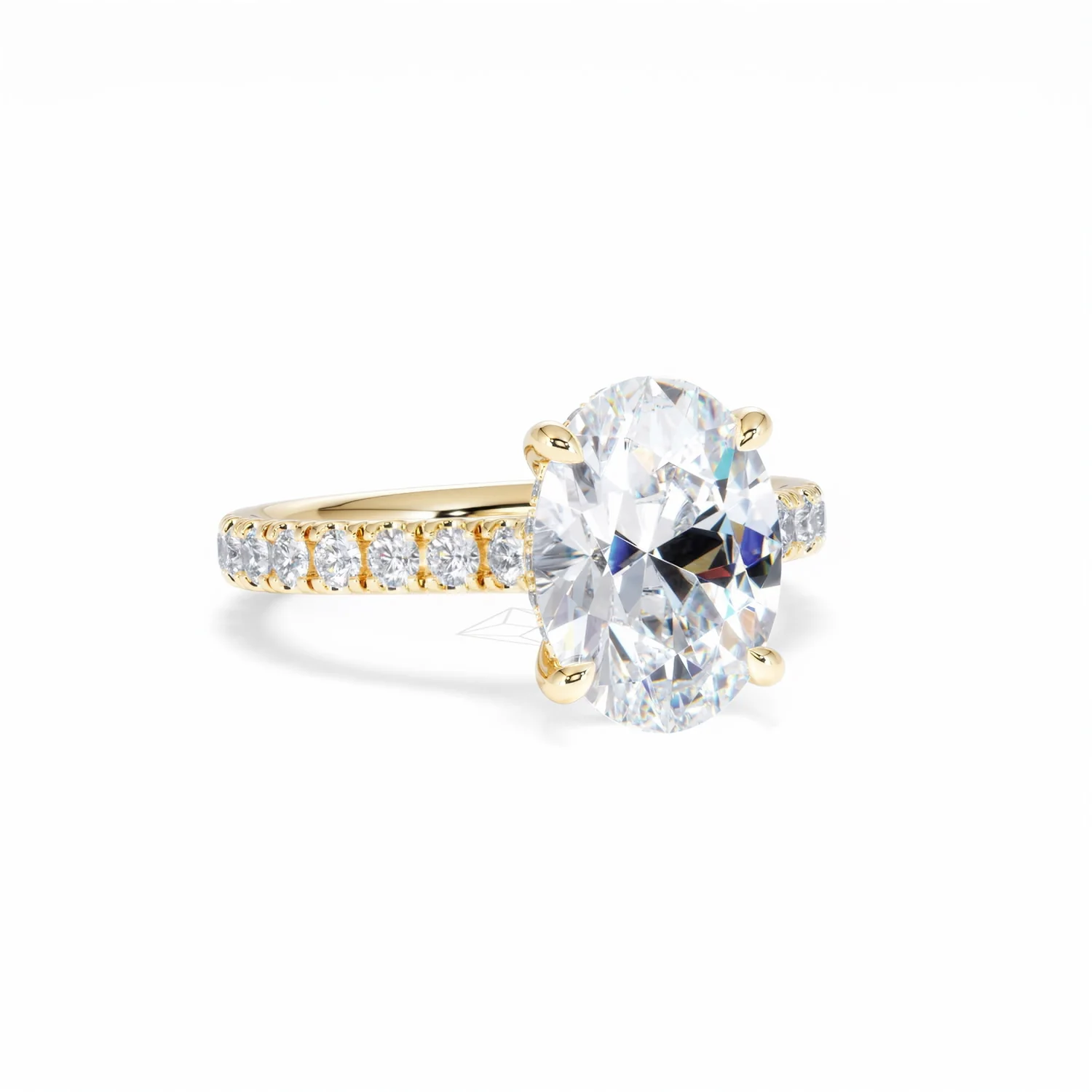 Amora Oval 3.00ct Hidden Halo Lab Diamond Engagement Ring With Side Stones Set in 18K Gold - Image 14