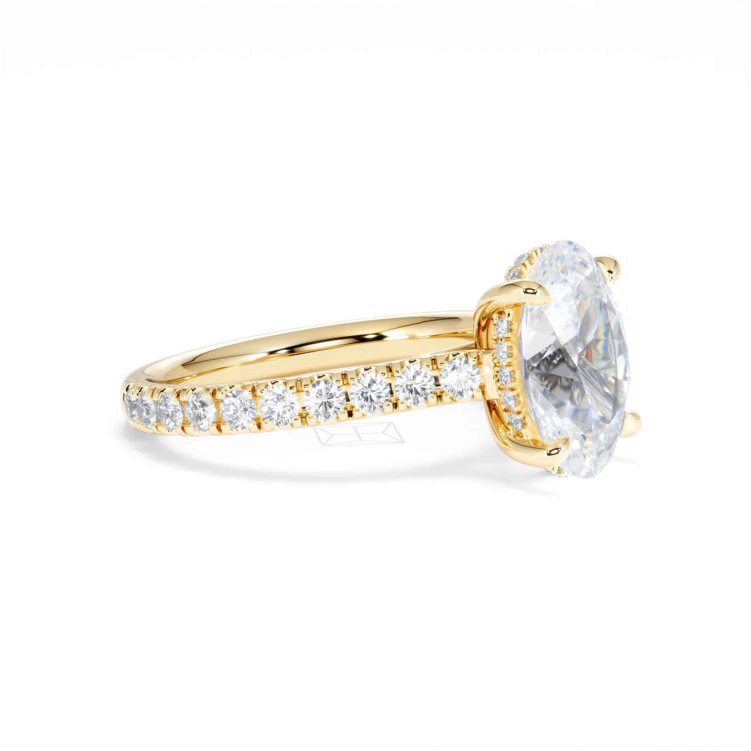 Amora Oval 3.00ct Hidden Halo Lab Diamond Engagement Ring With Side Stones Set in 18K Gold - Image 22