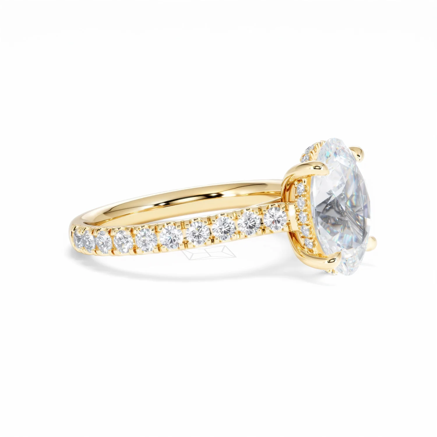 Amora Oval 3.00ct Hidden Halo Lab Diamond Engagement Ring With Side Stones Set in 18K Gold - Image 23