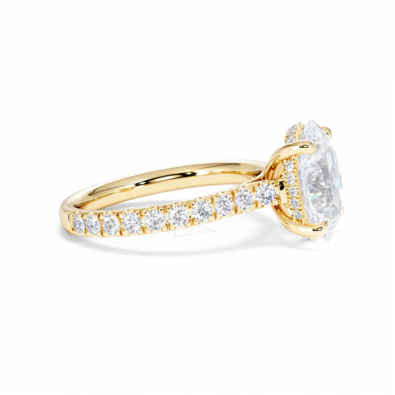 Amora Oval 3.00ct Hidden Halo Lab Diamond Engagement Ring With Side Stones Set in 18K Gold - Image 26