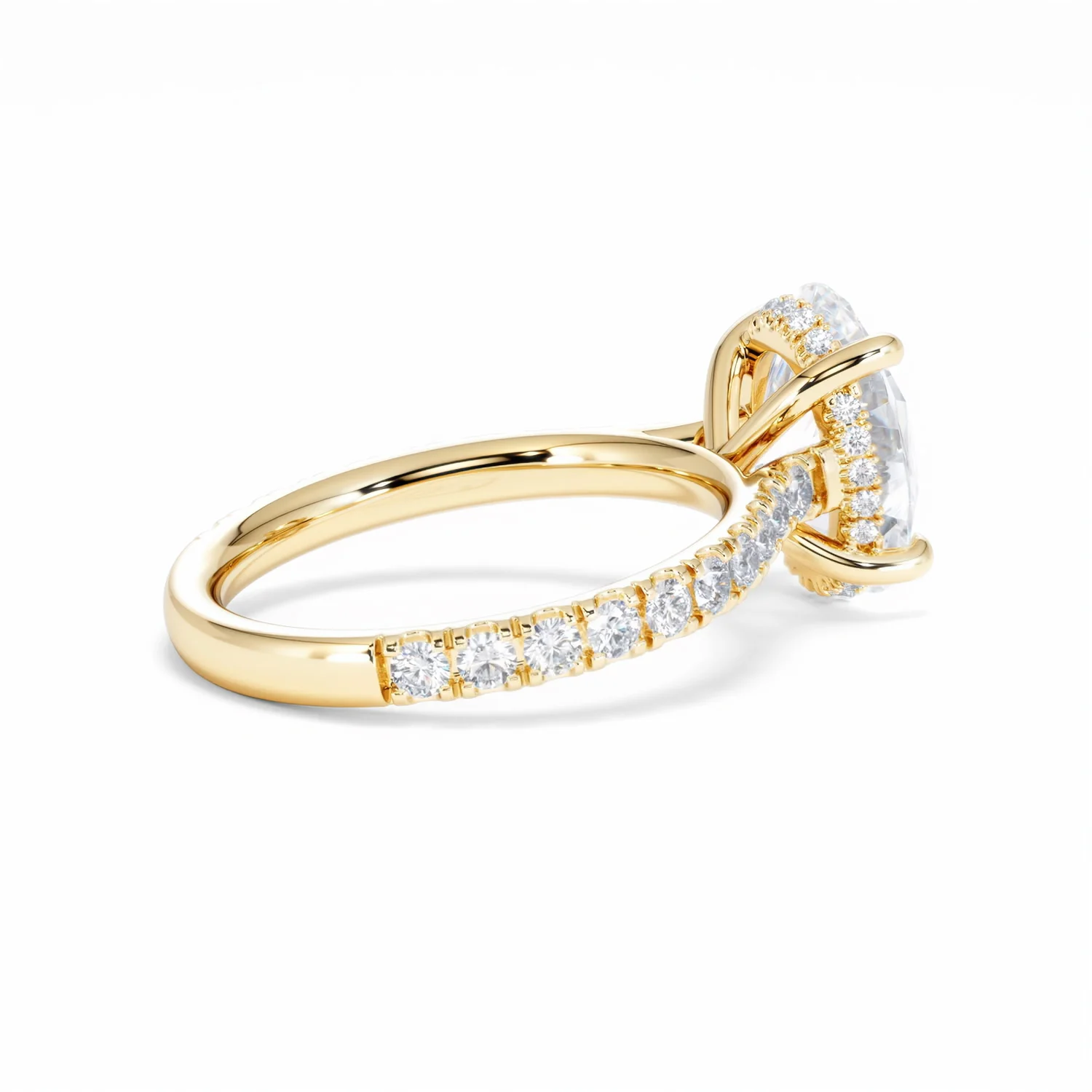 Amora Oval 3.00ct Hidden Halo Lab Diamond Engagement Ring With Side Stones Set in 18K Gold - Image 36