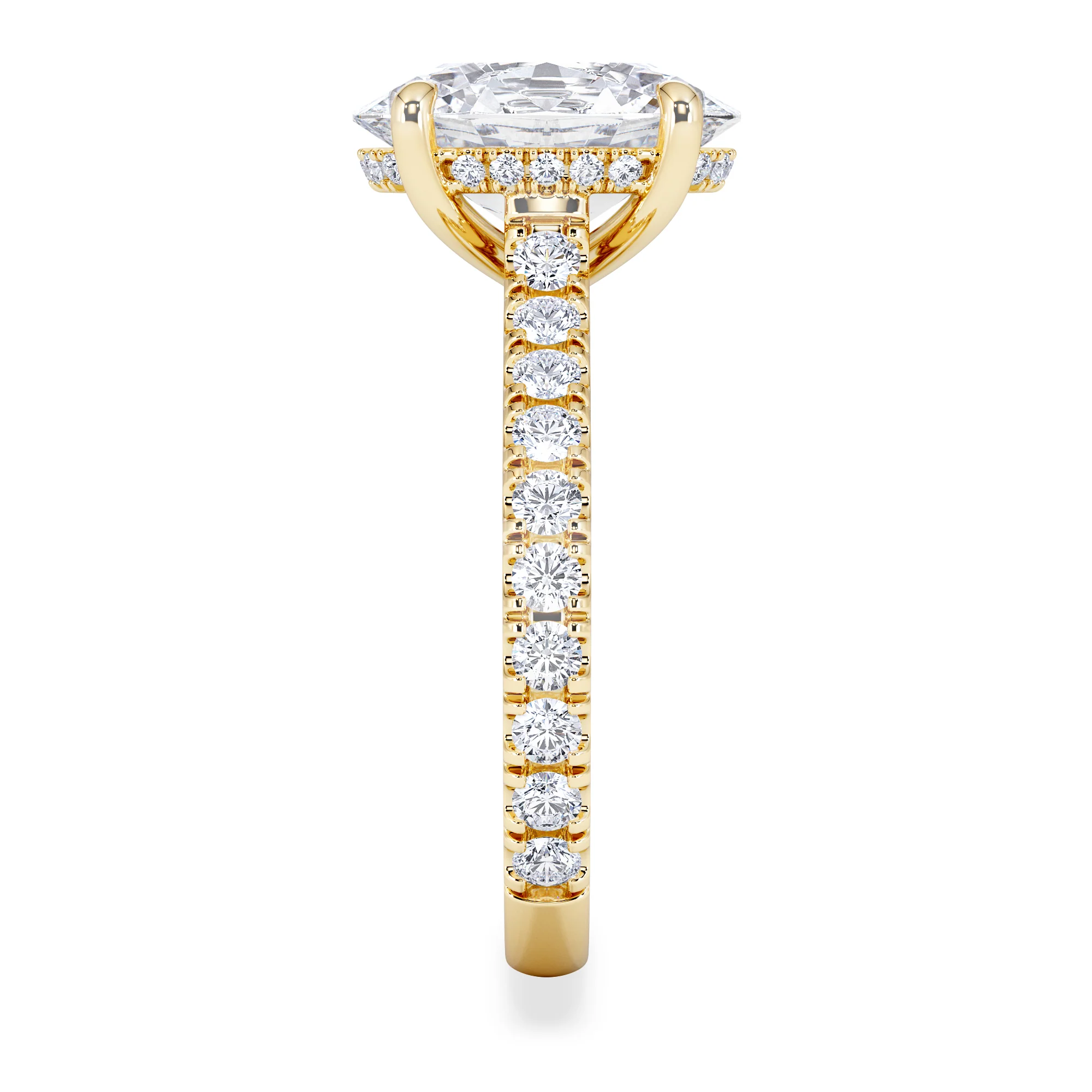 Amora Oval 3.00ct Hidden Halo Lab Diamond Engagement Ring With Side Stones Set in 18K Gold - Image 5