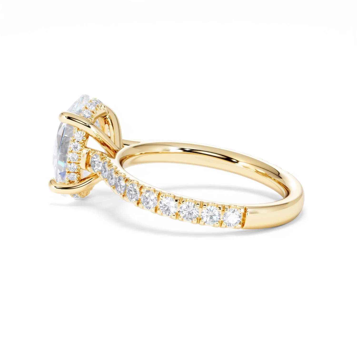 Amora Oval 3.00ct Hidden Halo Lab Diamond Engagement Ring With Side Stones Set in 18K Gold - Image 65