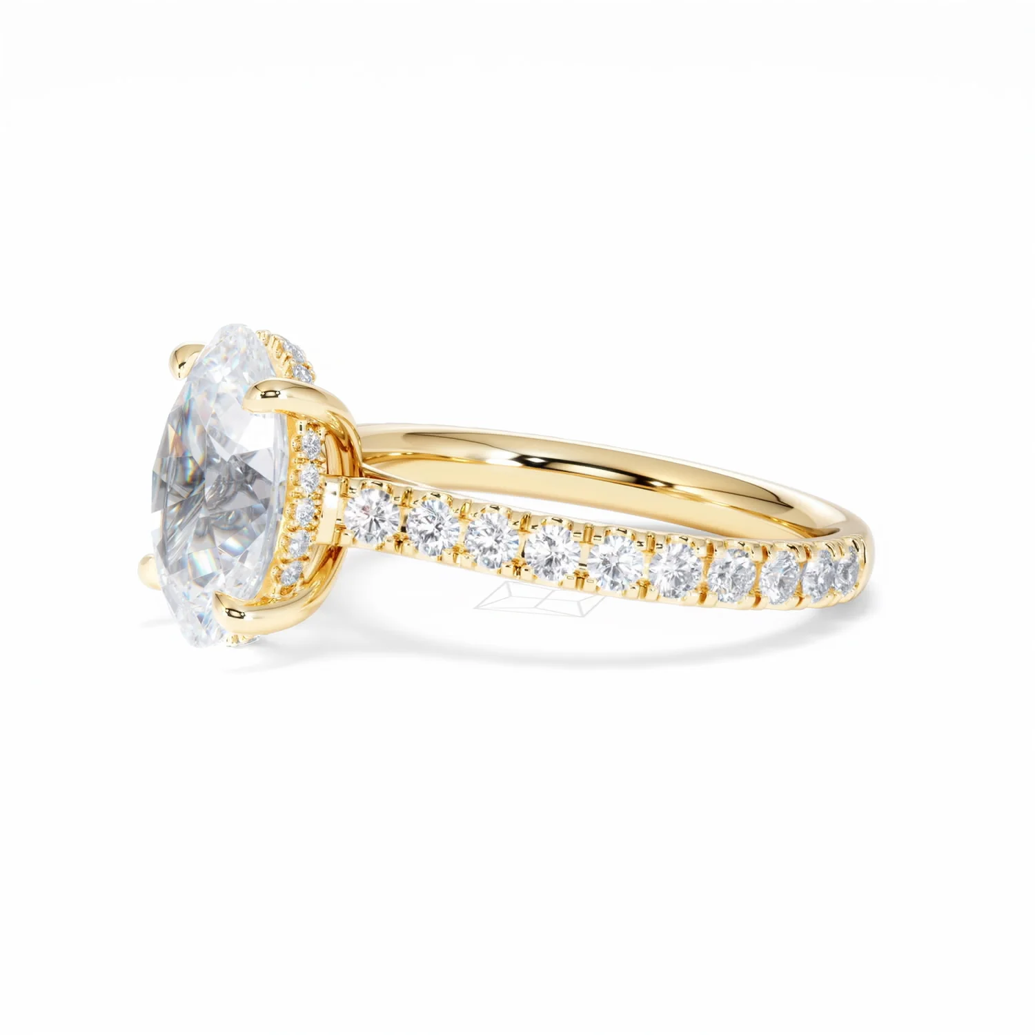 Amora Oval 3.00ct Hidden Halo Lab Diamond Engagement Ring With Side Stones Set in 18K Gold - Image 76