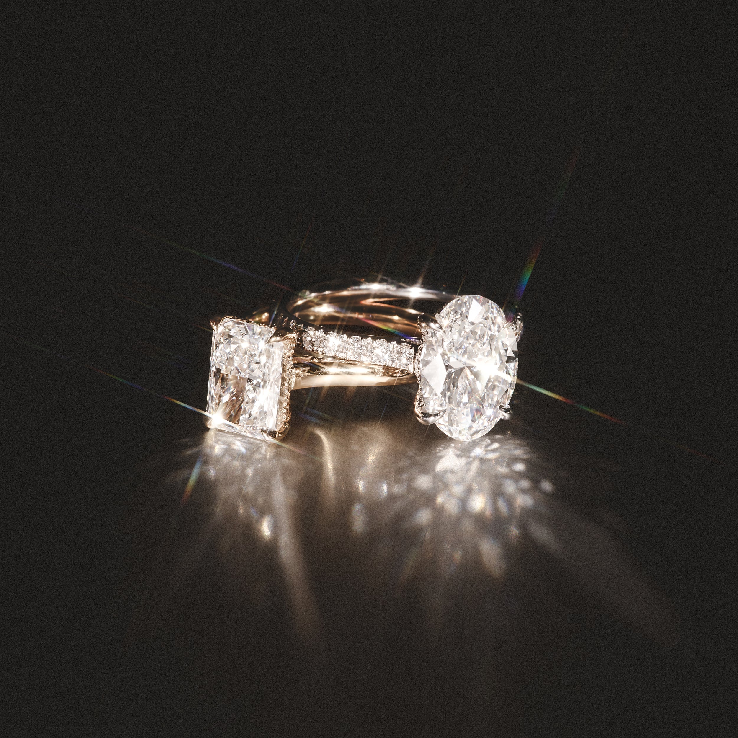 Amora Oval 3.00ct Hidden Halo Lab Diamond Engagement Ring With Side Stones Set in 18K Gold - Image 8