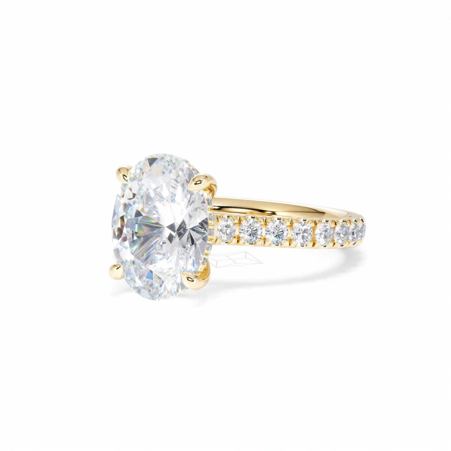 Amora Oval 3.00ct Hidden Halo Lab Diamond Engagement Ring With Side Stones Set in 18K Gold - Image 84