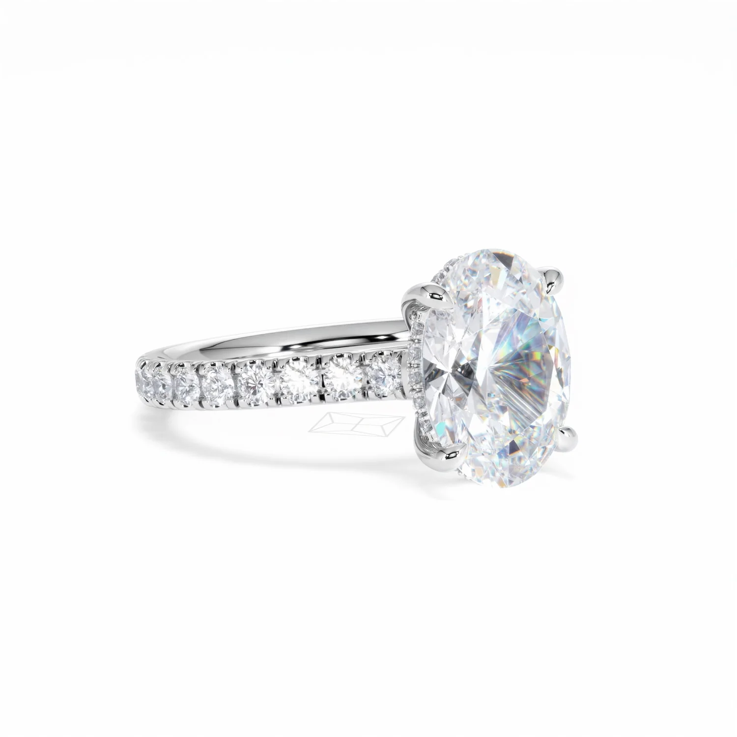 Amora Oval 3.00ct Hidden Halo Lab Diamond Engagement Ring With Side Stones Set in 18K White Gold - Image 16