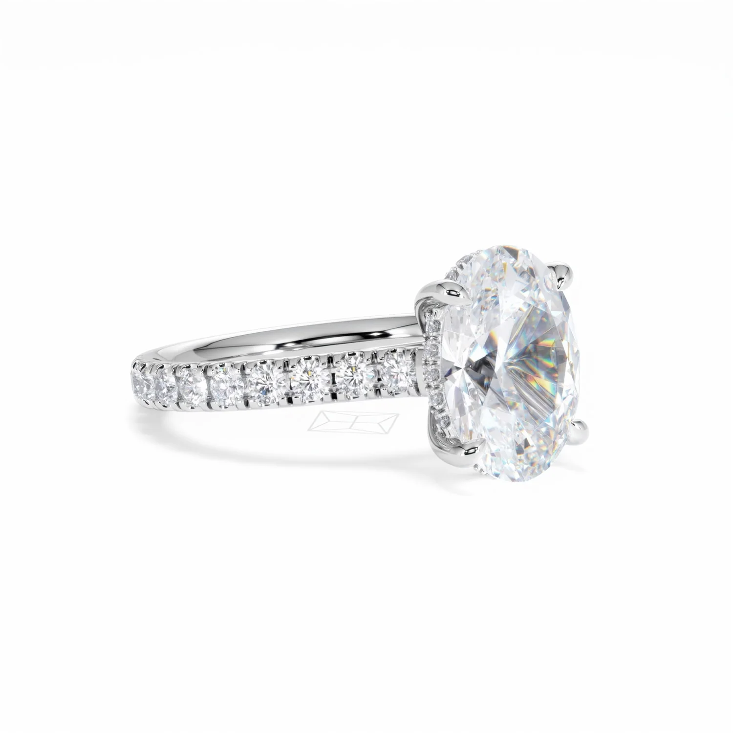 Amora Oval 3.00ct Hidden Halo Lab Diamond Engagement Ring With Side Stones Set in 18K White Gold - Image 17