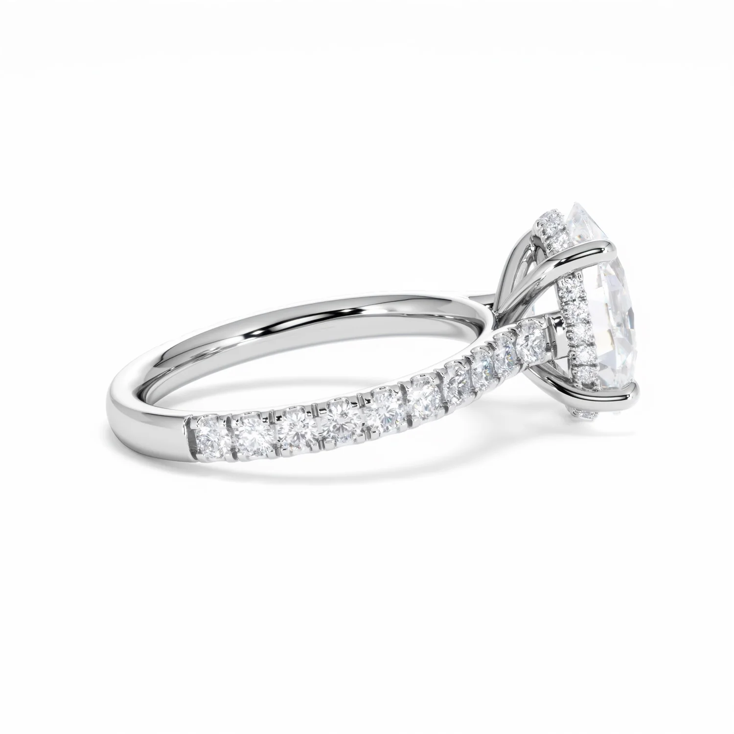 Amora Oval 3.00ct Hidden Halo Lab Diamond Engagement Ring With Side Stones Set in 18K White Gold - Image 31