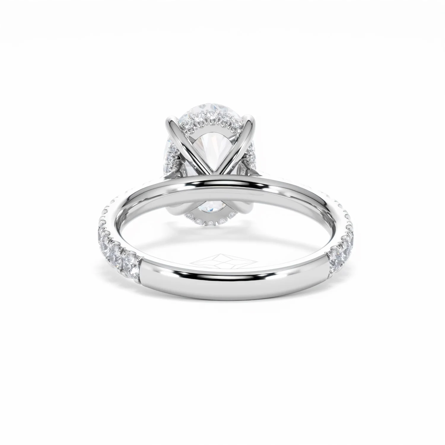 Amora Oval 3.00ct Hidden Halo Lab Diamond Engagement Ring With Side Stones Set in 18K White Gold - Image 50
