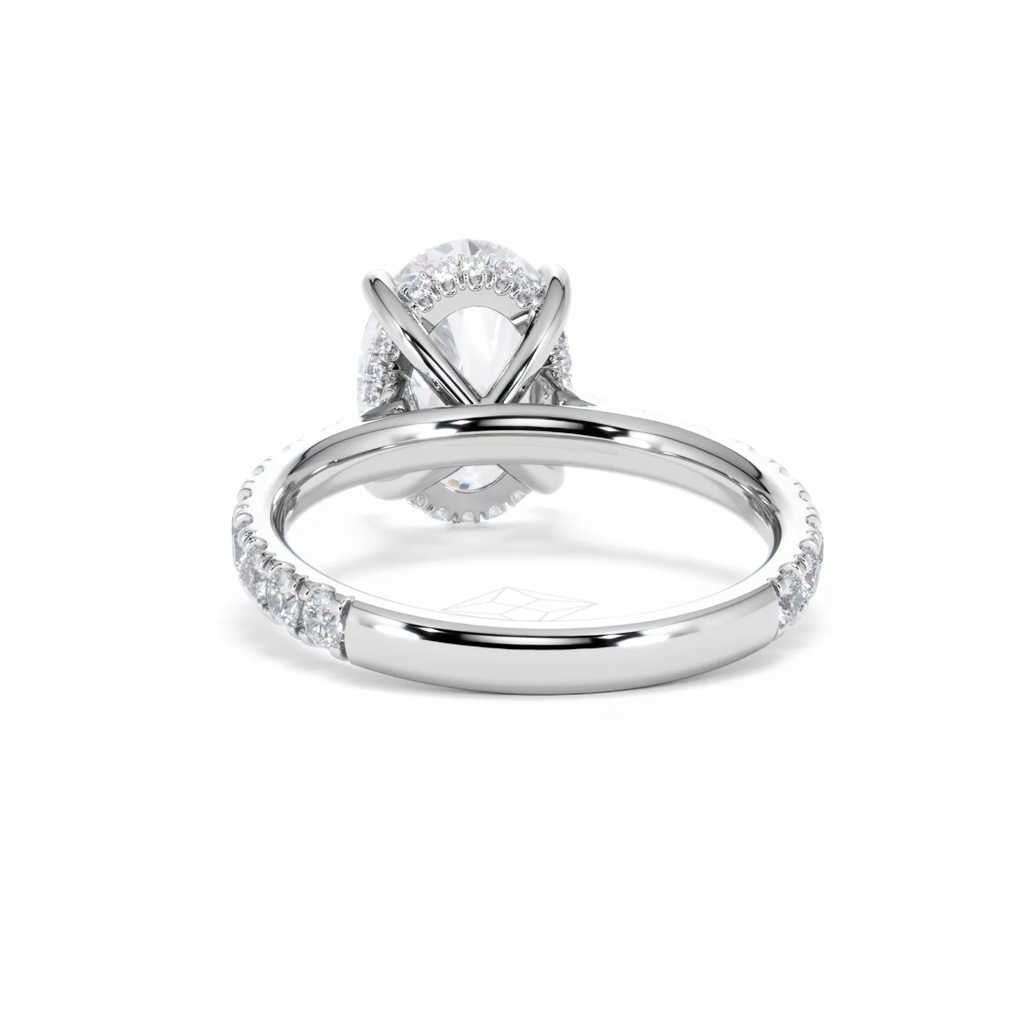 Amora Oval 3.00ct Hidden Halo Lab Diamond Engagement Ring With Side Stones Set in 18K White Gold - Image 51