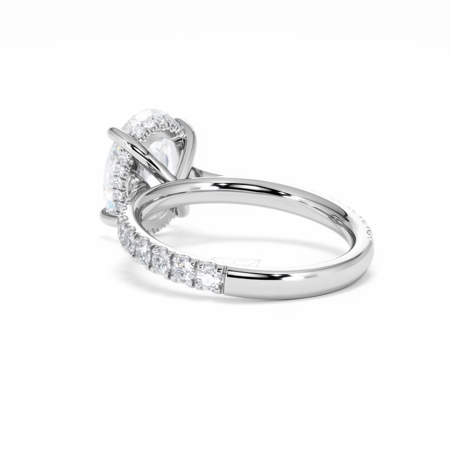 Amora Oval 3.00ct Hidden Halo Lab Diamond Engagement Ring With Side Stones Set in 18K White Gold - Image 57