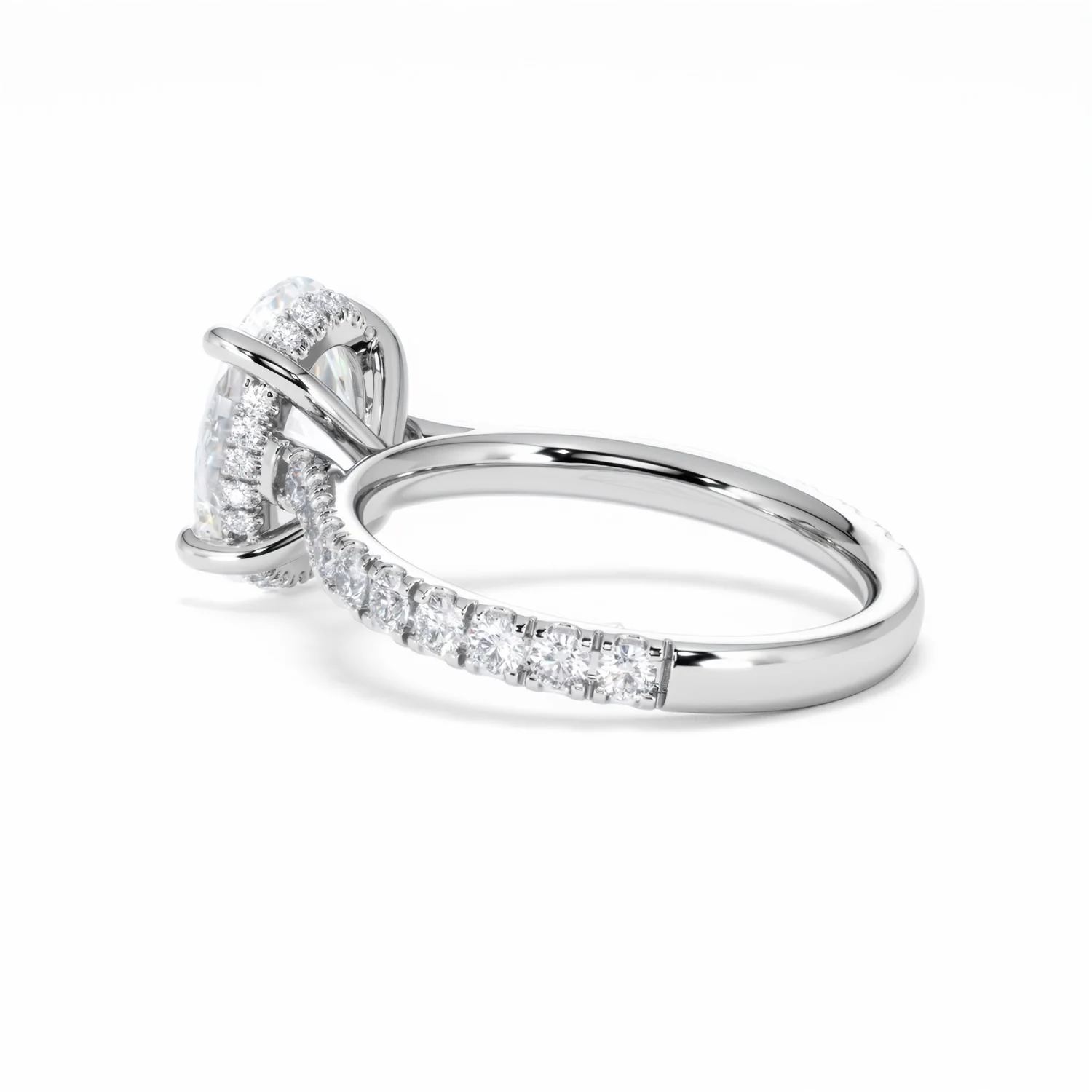 Amora Oval 3.00ct Hidden Halo Lab Diamond Engagement Ring With Side Stones Set in 18K White Gold - Image 61